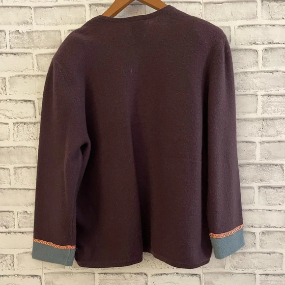 Women’s KORET embroidered embellished 100% wool patchwork sweater PM - Picture 2 of 6